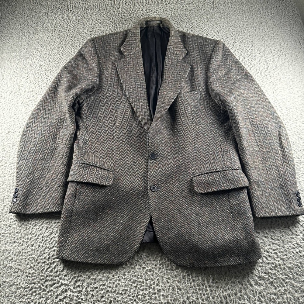 Magee Sport Coat Mens 40L Gray Donegal Herringbone Tweed Wool Handwoven